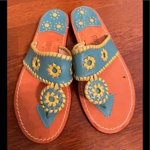 Steven Salario Palm Beach Leather Sandal Turq/Lime